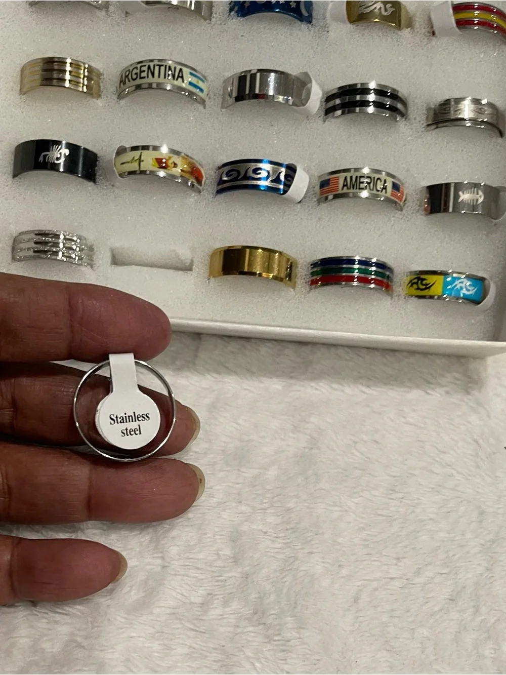 Choice of 1 Multicolor Stainless Steel Decorative Band Rings-Unbranded